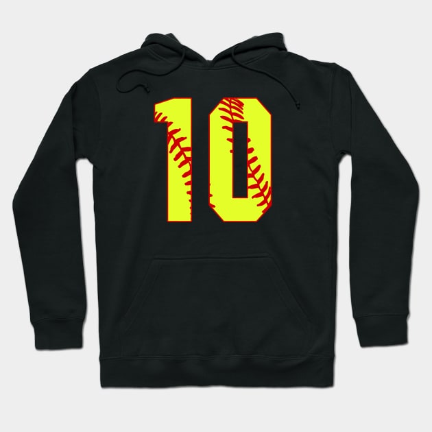 Fastpitch Softball Number 10 #10 Softball Shirt Jersey Uniform Favorite Player Biggest Fan Hoodie by TeeCreations